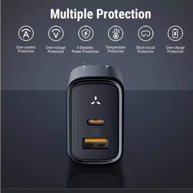 VOLTME REVO 35 DUO CA charging a laptop and a phone simultaneously