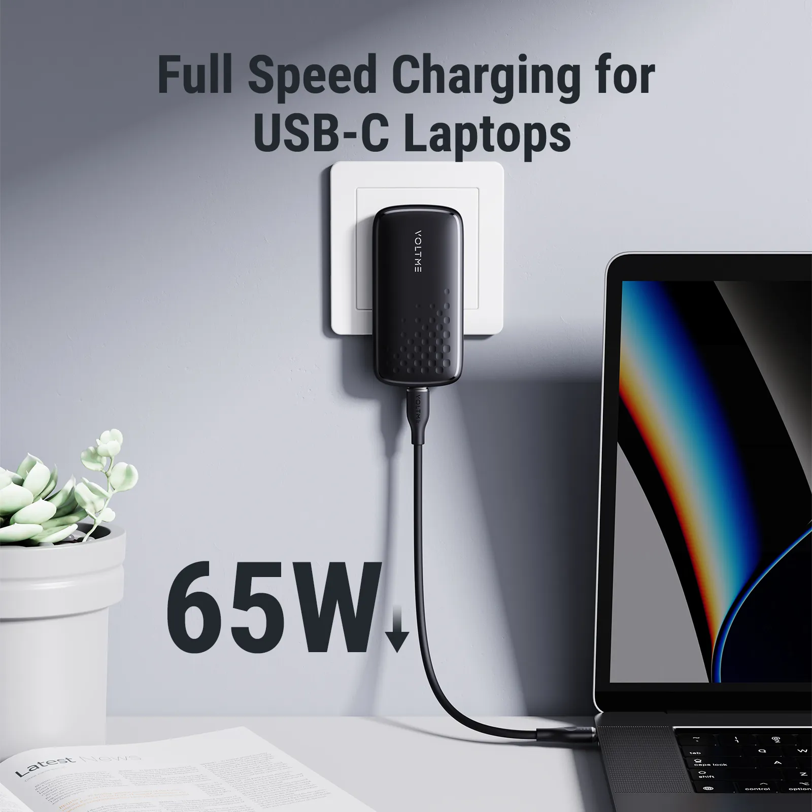 Ultra-thin and foldable design of the VOLTME REVO 65 EVO charger