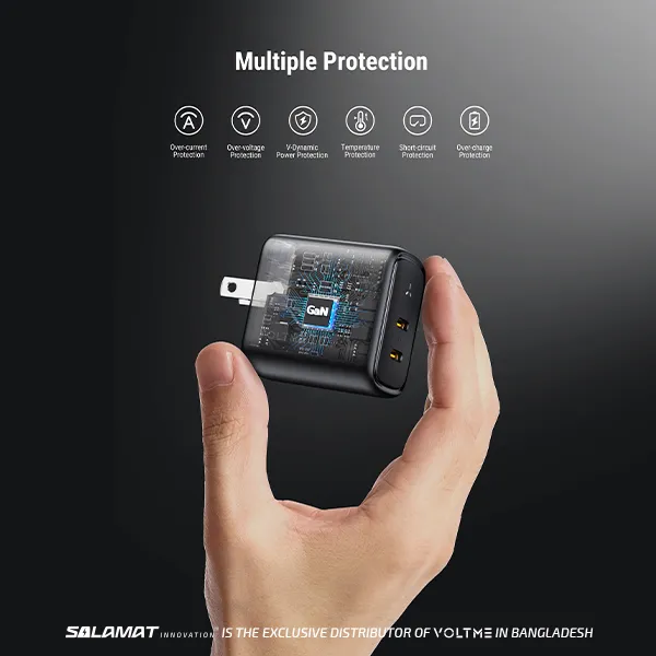 VOLTME REVO 45 DUO CA super-fast charging a Samsung phone